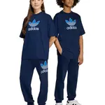 Dětské bavlněné tepláky adidas Originals tmavomodrá barva, s potiskem, JV8577