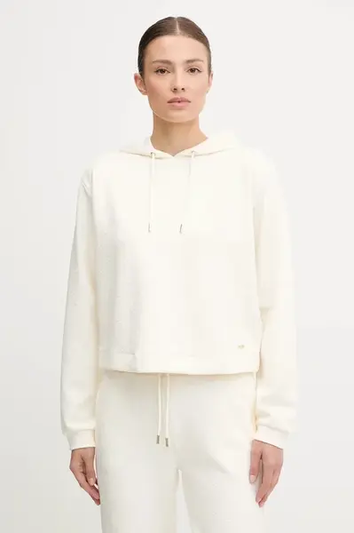 Mikina Guess PEONY dámská, béžová barva, s kapucí, hladká, V5YQ04 KBSL2