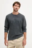 Bavlněná mikina Pepe Jeans DARIUS CREW pánská, šedá barva, s aplikací, PM582760