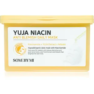 Some By Mi Yuja Niacin Anti Blemish Daily Mask rozjasňující plátýnková maska pro sjednocení barevného tónu pleti velké balení 30 ks