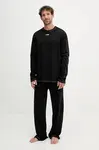 Bavlněné pyžamo Diesel SET-NOLAN-D-CORE pánské, černá barva, s aplikací, A19349.0PJBB