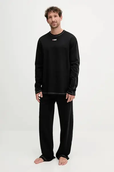 Bavlněné pyžamo Diesel SET-NOLAN-D-CORE pánské, černá barva, s aplikací, A19349.0PJBB