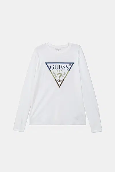 Dětské bavlněné tričko s dlouhým rukávem Guess bílá barva, s potiskem, L5YI06 K8HM4