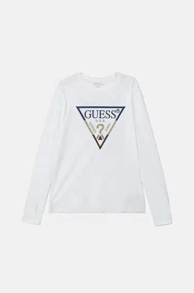 Dětské bavlněné tričko s dlouhým rukávem Guess