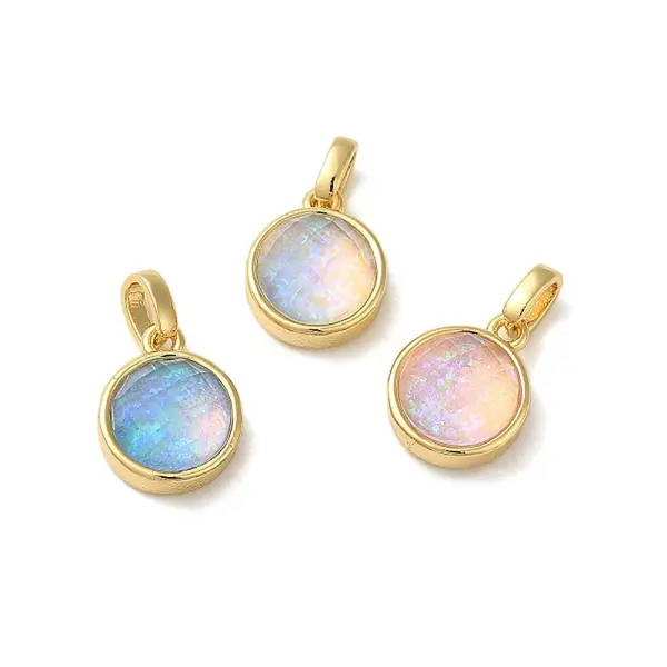 Rack Plating Brass with Synthetic Opal Pendants