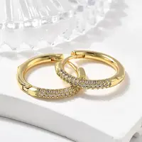 Brass Micro Pave Cubic Zirconia Huggie Hoop Earrings