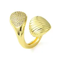Brass Micro Pave Cubic Zirconia Open Cuff Rings