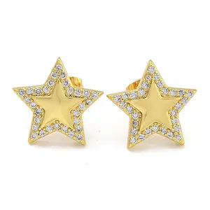 Rack Plating Brass Micro Pave Clear Cubic Zirconia Stud Earrings