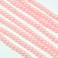 Eco-Friendly Dyed Glass Pearl Round Bead Strands