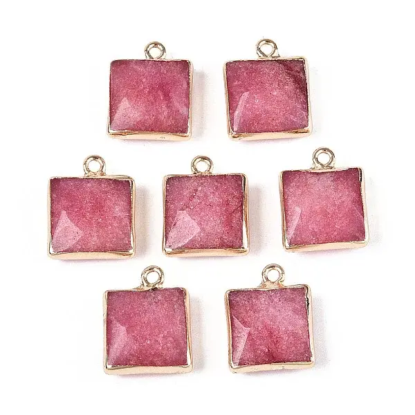 Dyed Natural White Jade Faceted Pendants