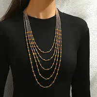 Bohemian Style Plastic Long Bicone Beads Multi Layered Necklaces for Women's Daily Parties