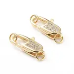 Brass Micro Pave Clear Cubic Zirconia Lobster Claw Clasp