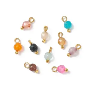 Natural Agate(Dyed & Heated) Faceted Round Charms