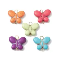 Dyed Synthetic Turquoise Butterfly Connector Charms
