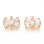 Brass Pave Clear Cubic Zirconia Connector Charms
