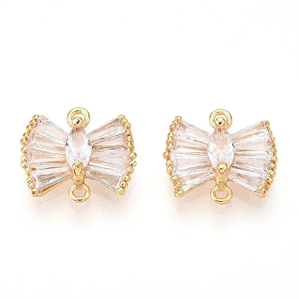 Brass Pave Clear Cubic Zirconia Connector Charms