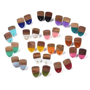 Resin & Walnut Wood Stud Earring Findings