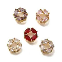 Brass Micro Pave Cubic Zirconia Beads