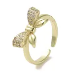Brass Micro Pave Cubic Zirconia Open Cuff Ring