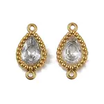 Ion Plating(IP) 304 Stainless Steel Cubic Zirconia Teardrop Links Connector Charms