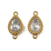 Ion Plating(IP) 304 Stainless Steel Cubic Zirconia Teardrop Links Connector Charms
