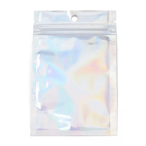 Rectangle Zip Top Plastic Glitter Holographic Bags