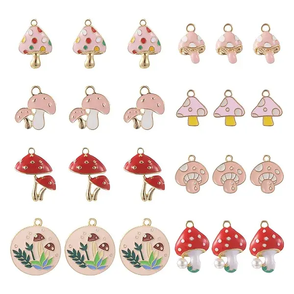 48Pcs 8 Style Alloy Enamel Pendants