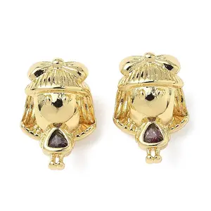 Girl Brass Cubic Zirconia European Beads