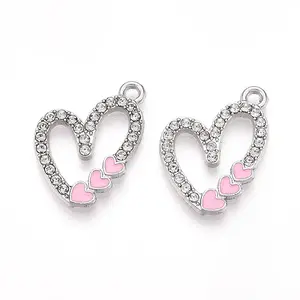 Alloy Clear Rhinestone Enamel Pendants