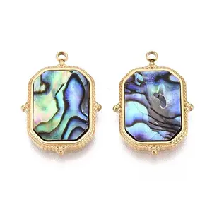 Natural Paua Shell Rectangle Pendants