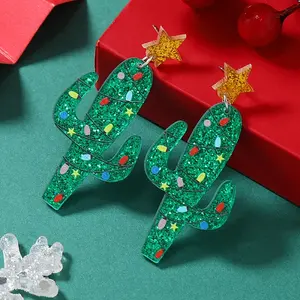 Festive Christmas Acrylic Stud Earrings for Holiday Season Celebration