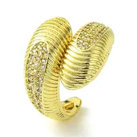 Brass Micro Pave Cubic Zirconia Open Cuff Rings