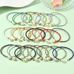 Steel Wire Ring & Copper Buckle & Plastic Pearl Bangles