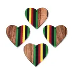Jamaican Colour Epoxy Resin & Walnut Wood Pendants