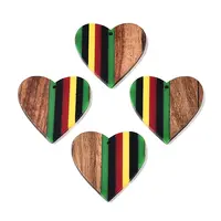Jamaican Colour Epoxy Resin & Walnut Wood Pendants
