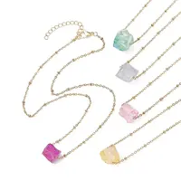 Dyed Natural Quartz Polygon Pendant Necklaces