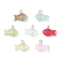 Fish Spray Painted Glass Pendants