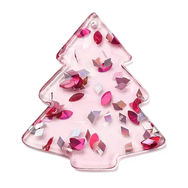 Christmas Tree Printed Opaque Acrylic Pendants