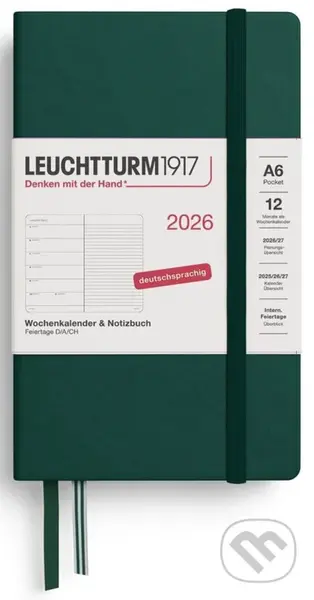 Weekly Planner & Notebook 2026 Pocket (A6) Forest Green