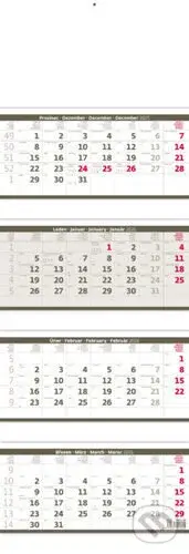 Čtyřměsíční nástěnný kalendář skládaný