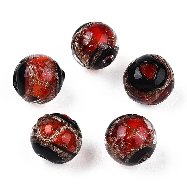 Handmade Gold Sand Lampwork Beads