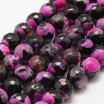 Faceted Natural Fire Crackle Agate Beads Strands