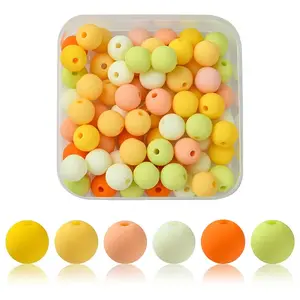 70Pcs Rubberized Style Acrylic Beads
