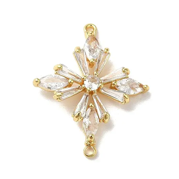 Brass Pave Clear Glass Rhinestone Connector Charms