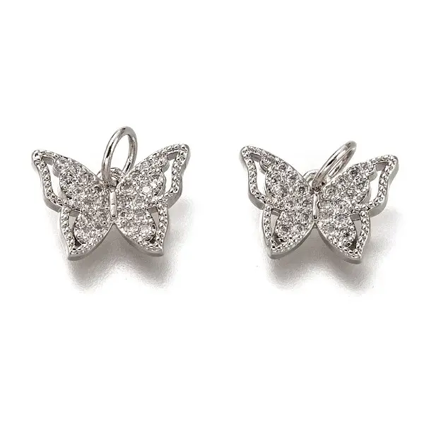 Brass Micro Pave Clear Cubic Zirconia Charms
