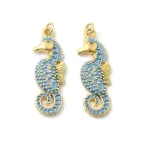 Brass Micro Pave Clear Cubic Zirconia Enamel Pendants