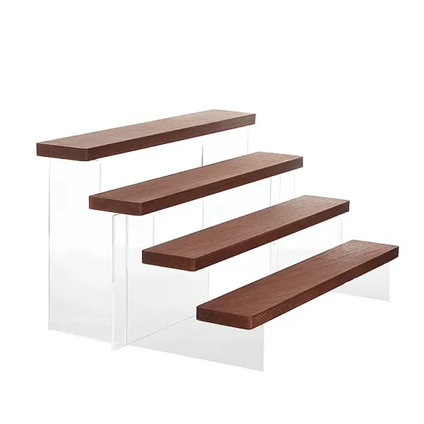 4-Tier Wood Acrylic Organizer Display Riser Rack
