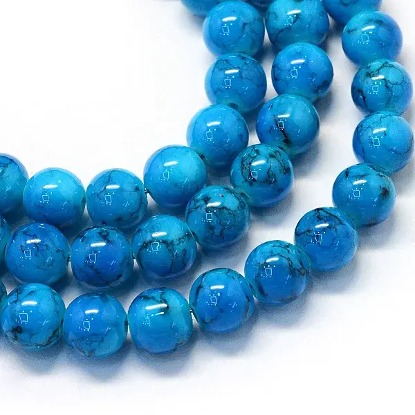 Baking Paint Glass Round Bead Strands