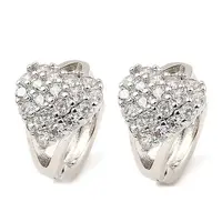 Brass Micro Pave Cubic Zirconia Hoop Earrings