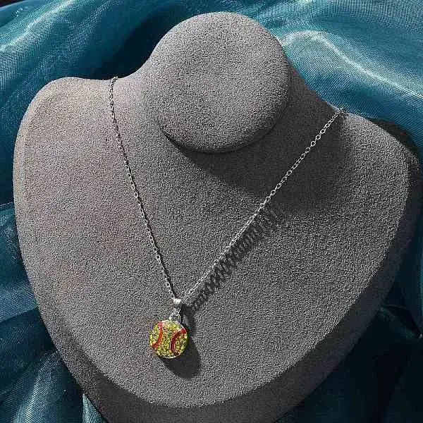 Zinc Alloy Sunflower Rhinestone Sport Ball Pendant Cable Chain Necklaces